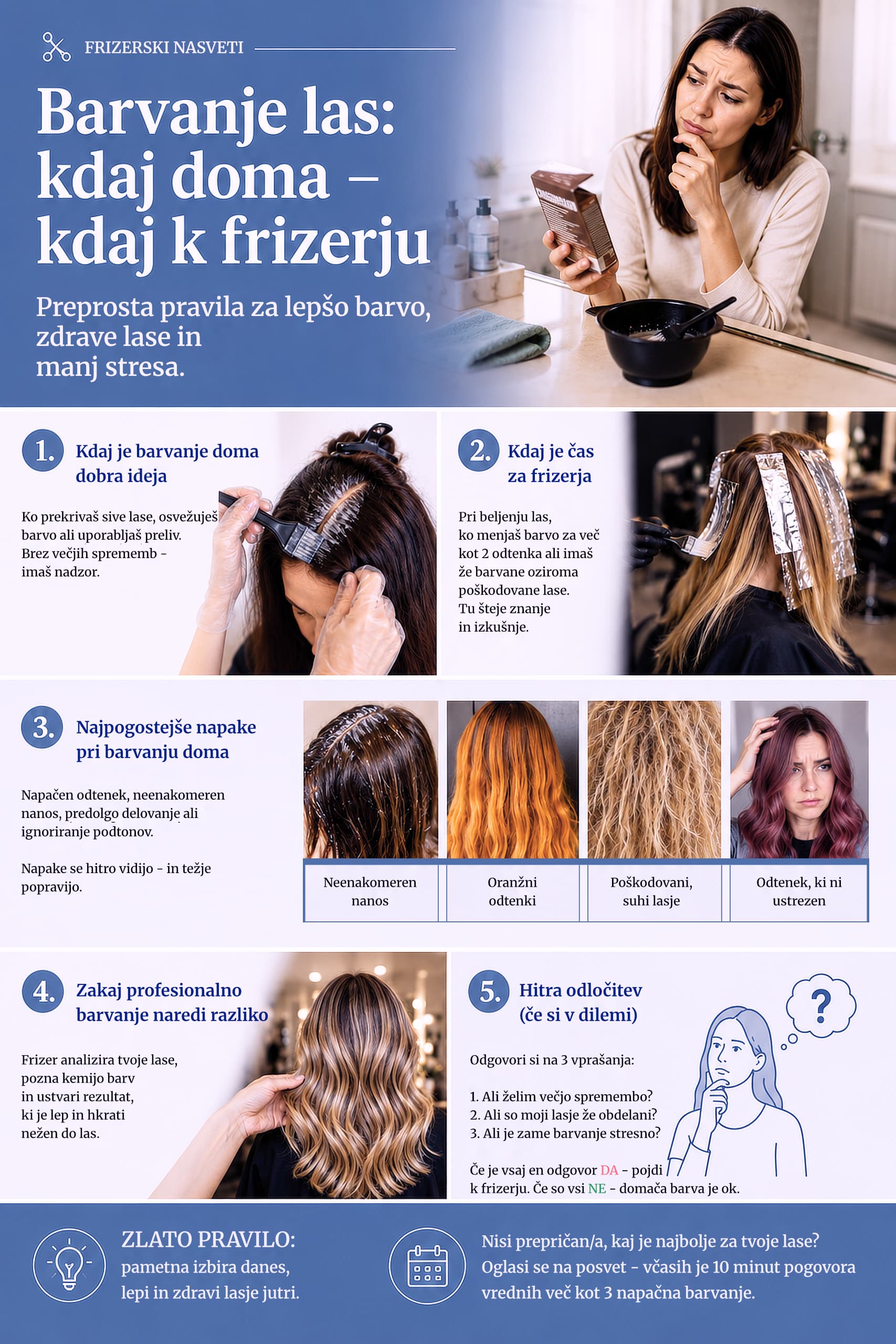 Barvanje las: kdaj doma – kdaj k frizerju